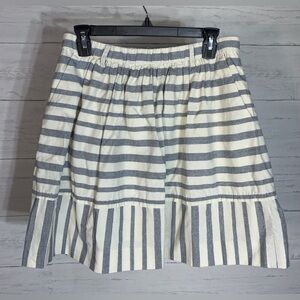 MADEWELL 100% Cotton Stripe Ruffled A-line Pleated Elastic Mini Skirt Size M